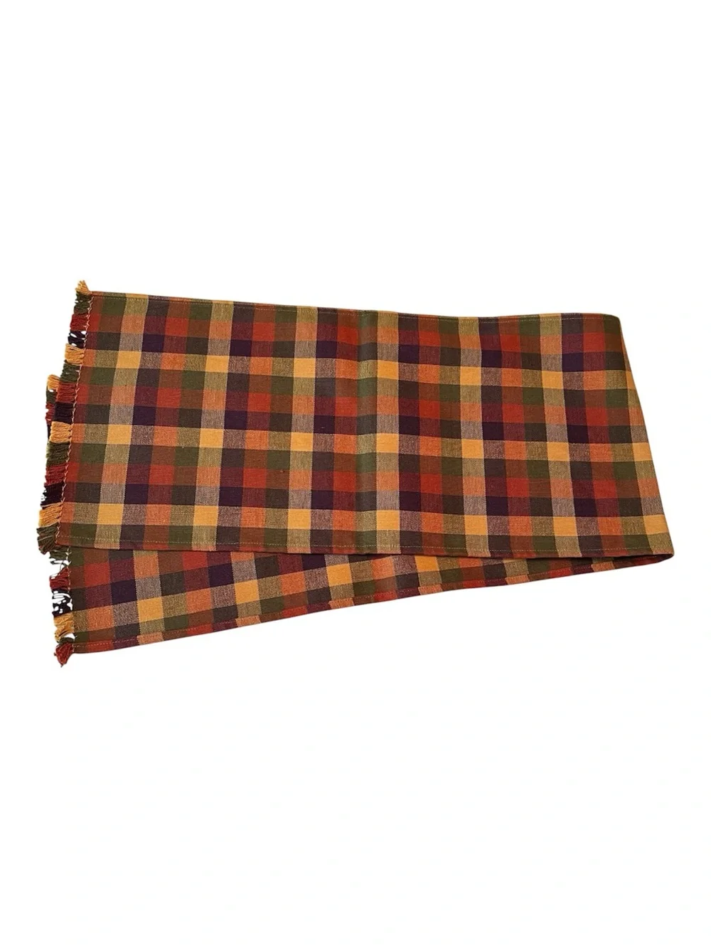 VTG Woven Table Runner Tartan Buffalo Plaid Cottagecore 90s Fall Thanksgiving
